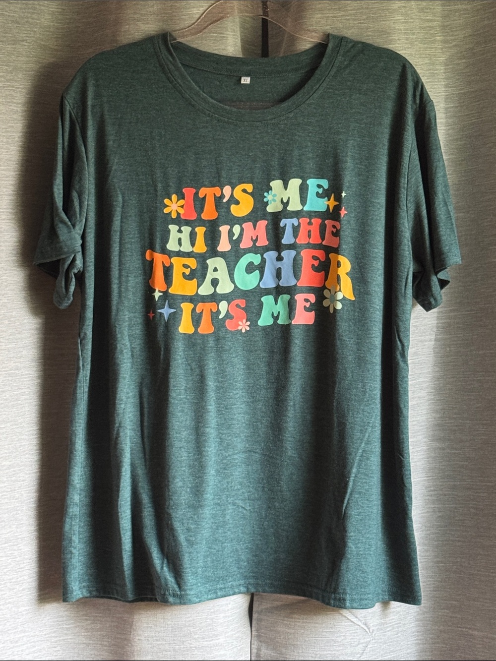 Teacher Graphic Tee - Dark Green Retro Lettering